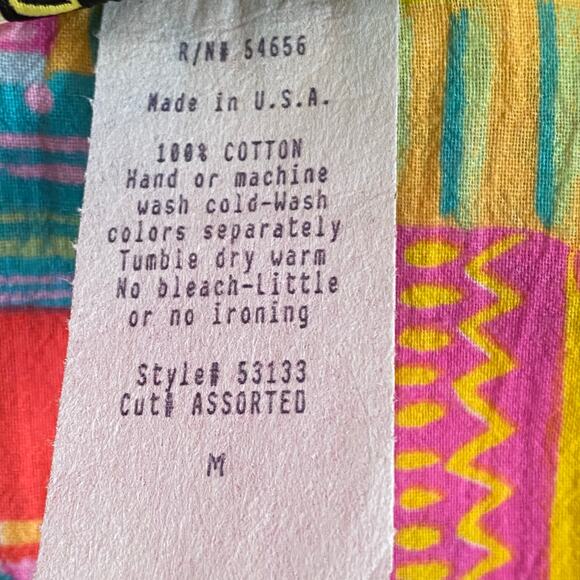 Vtg 80s 90s Two Potato Retro Artsy Midi Tiered Tie Shoulder Dress M Resort Wear - Picture 14 of 16